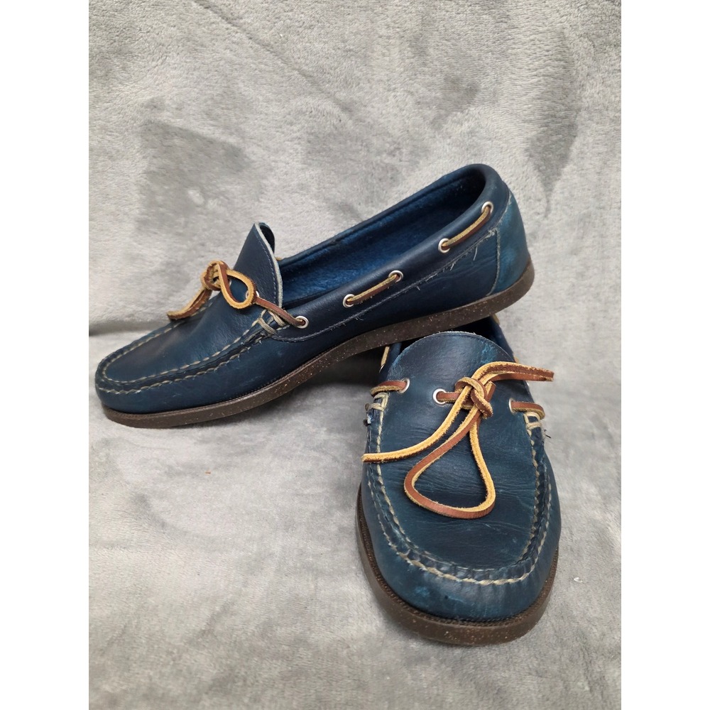 Allen Edmonds Northland Navy Blue Leather Boat Shoes Mens 9 D 10036 Handsewn